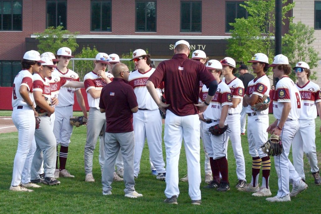 Sharon Post 106 American Legion Baseball players get ready for another game at their home field.